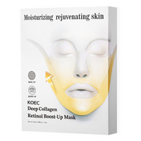 White KOEC Deep Collagen Retinol Boost-Up Mask box with a gold lifting face mask graphic.