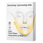 White KOEC Deep Collagen Retinol Boost-Up Mask box with a gold lifting face mask graphic.